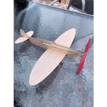 LASERTEILESATZ GUMMIMOTOR-FREIFLUGMODELL SPITFIRE
