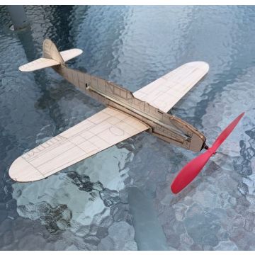 LASERTEILESATZ GUMMIMOTOR-FREIFLUGMODELL BF 109 MIT GRAVUR