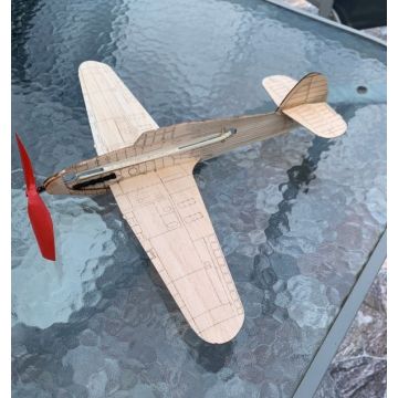 LASERTEILESATZ GUMMIMOTOR-FREIFLUGMODELL HAWKER HURRICANE MIT GRAVUR